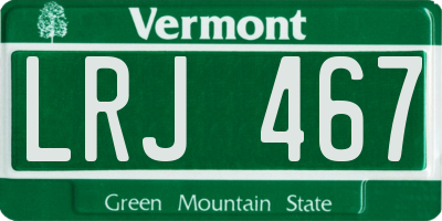 VT license plate LRJ467