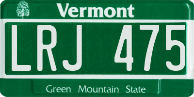 VT license plate LRJ475