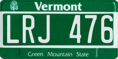 VT license plate LRJ476