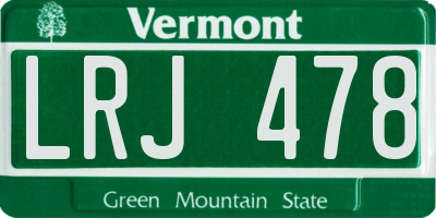 VT license plate LRJ478
