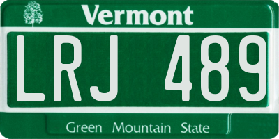 VT license plate LRJ489