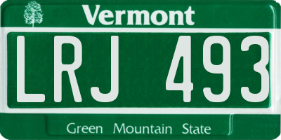 VT license plate LRJ493