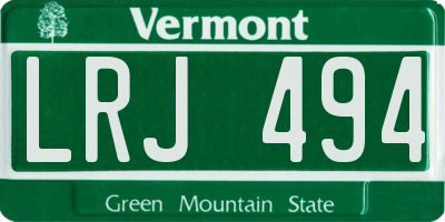 VT license plate LRJ494