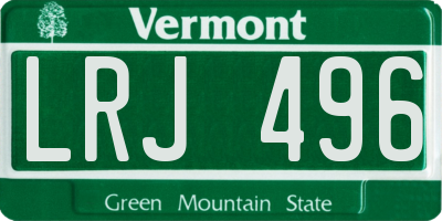 VT license plate LRJ496