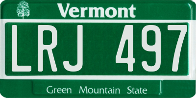 VT license plate LRJ497