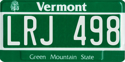 VT license plate LRJ498