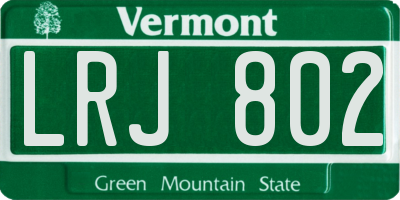 VT license plate LRJ802