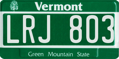 VT license plate LRJ803