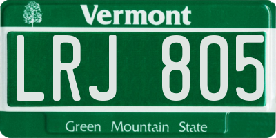 VT license plate LRJ805