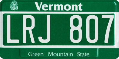VT license plate LRJ807