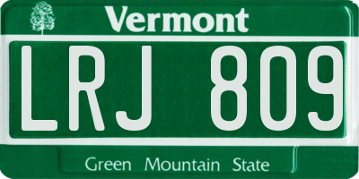 VT license plate LRJ809