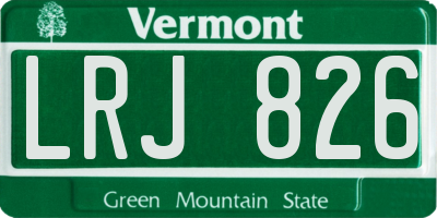 VT license plate LRJ826