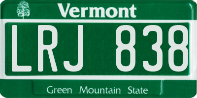 VT license plate LRJ838