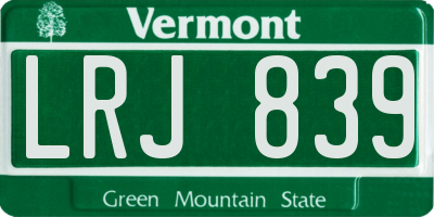 VT license plate LRJ839