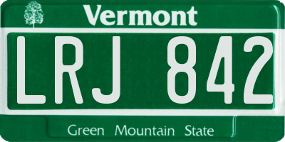 VT license plate LRJ842