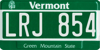 VT license plate LRJ854