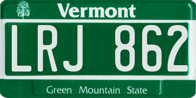 VT license plate LRJ862