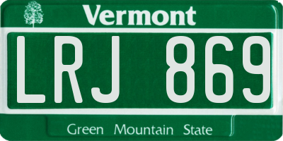 VT license plate LRJ869