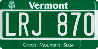 VT license plate LRJ870