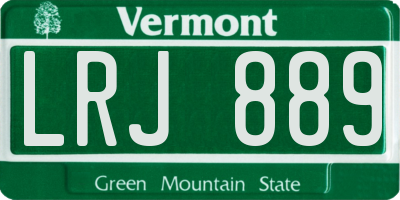 VT license plate LRJ889