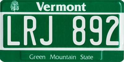 VT license plate LRJ892