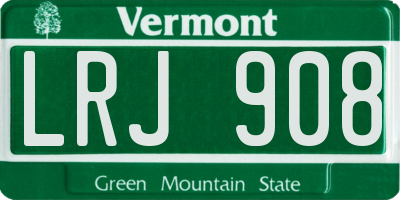 VT license plate LRJ908