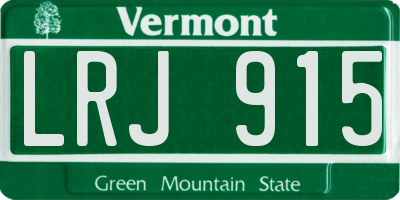 VT license plate LRJ915