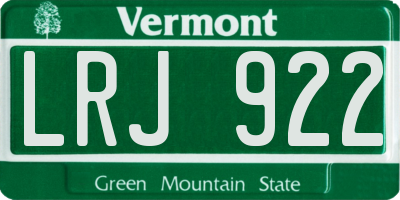 VT license plate LRJ922