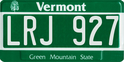 VT license plate LRJ927
