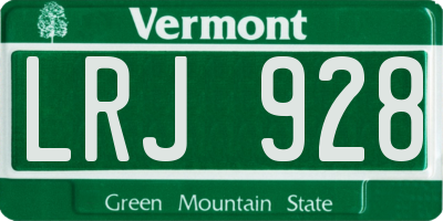 VT license plate LRJ928
