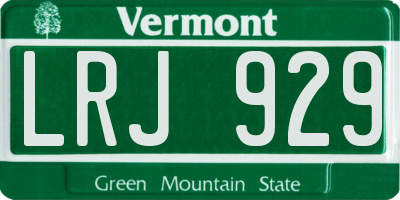 VT license plate LRJ929