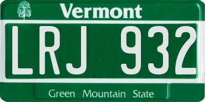 VT license plate LRJ932