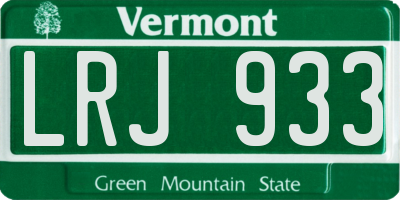 VT license plate LRJ933