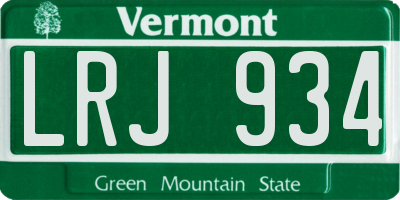 VT license plate LRJ934