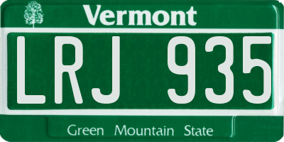 VT license plate LRJ935