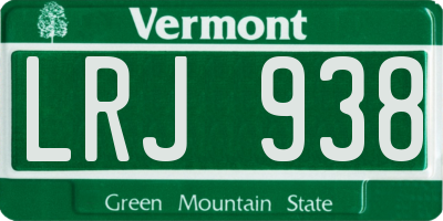 VT license plate LRJ938
