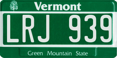 VT license plate LRJ939