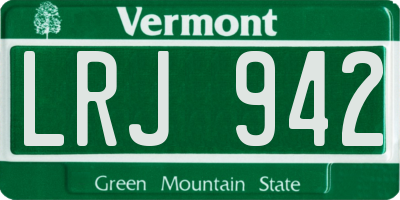 VT license plate LRJ942