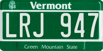 VT license plate LRJ947