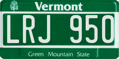 VT license plate LRJ950