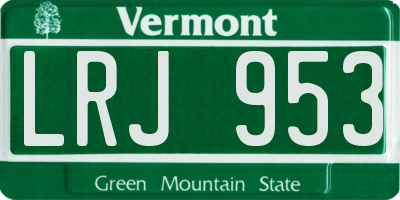 VT license plate LRJ953