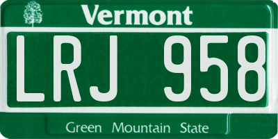 VT license plate LRJ958