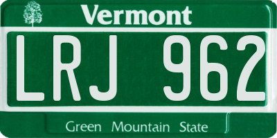 VT license plate LRJ962