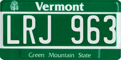 VT license plate LRJ963