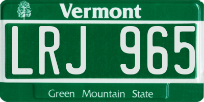 VT license plate LRJ965