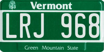 VT license plate LRJ968