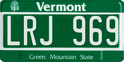 VT license plate LRJ969