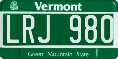 VT license plate LRJ980