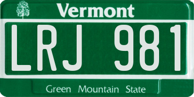 VT license plate LRJ981