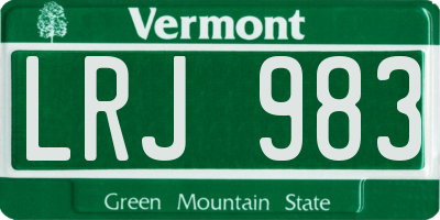 VT license plate LRJ983